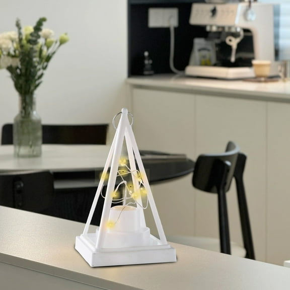 Tea Light Holders, Decorative String Lights Candlestick, Hang LED Pyramids Lamp, Camping Tent Shape String Lights Candle Holders, Triangular Bonfire-Shaped Hanging Night Light