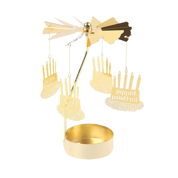 Tea Light Merry Go Round Gold Metal Merry Go Round Rotating Tea Light Heart Shaped/Happy Birthday Candle Holder Valentine'S Day Decoration Table Decoration Holiday (No Candles) Candles Holders