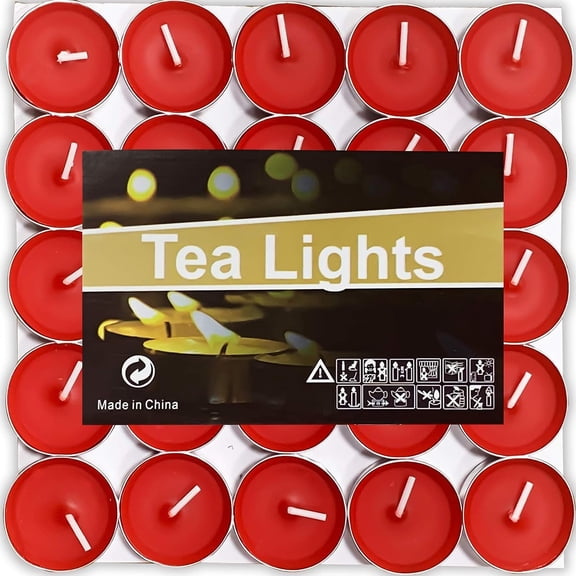 Tea Lights Candles, 50 Pack Smokeless Candles,Small Candles, Dripless & Long Lasting Mini Tealight Candles for Mood, Dinners, Parities, Home, Decoration, Wedding, Crafts(Red)