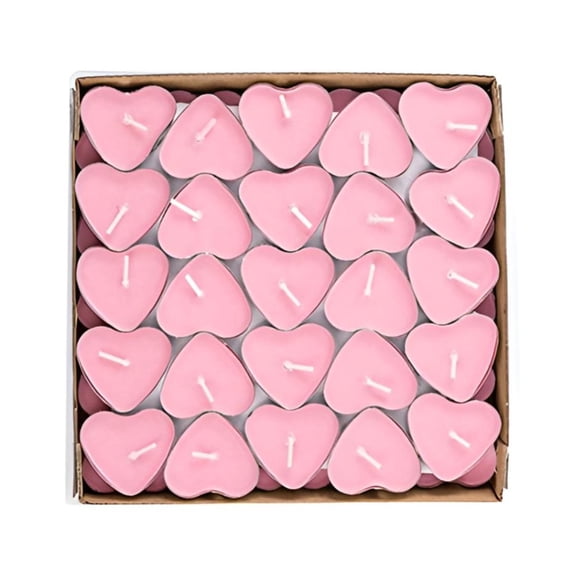 Tea Lights Candles Set - 50 Pcs Heart Candles, SSNTSY Unscented Candles for Proposal, Anniversary, Romantic Night, Wedding Decor