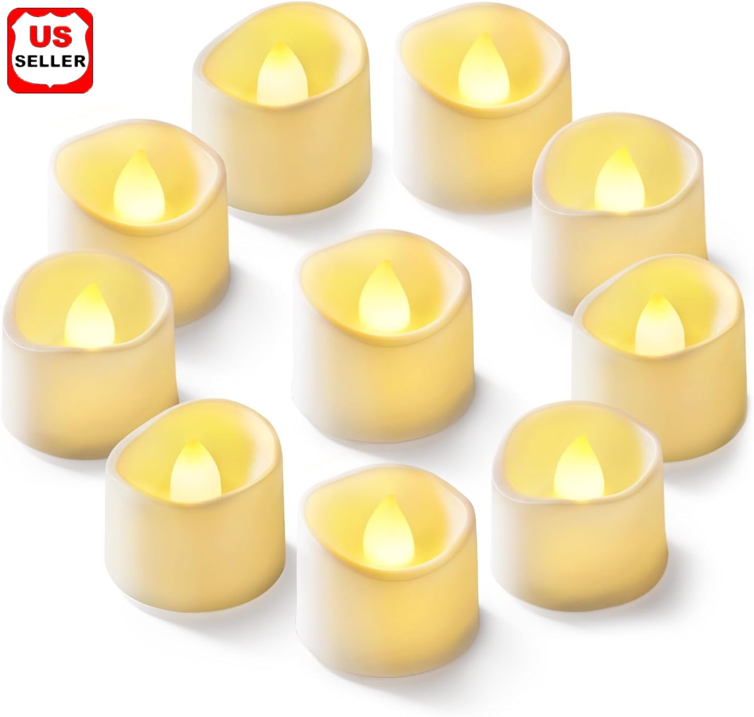 Tea Lights Flickering,  Long Lasting Battery Operated LED Candles, for Home Decor and Seasonal Celebration, Pack of 10, Warm White Light
