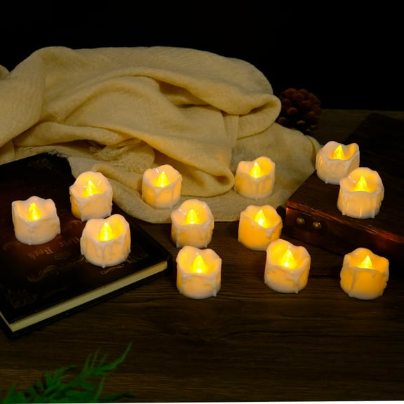 Tea Lights with Timer, Auto-On 6 Hours and Off 18 Hours in 24 Hours Cycle, Flameless Flickering Battery Operated Tea Lights with Timer(12 Pack, Warm White)