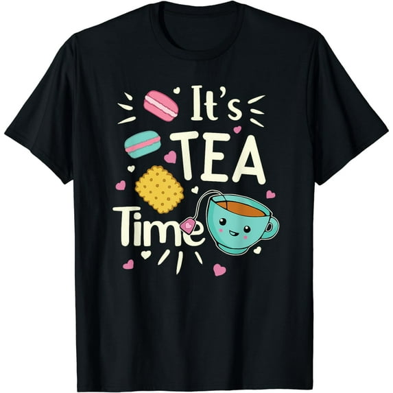 Tea Lover Cute Kawaii Teacup Cookies Macarons Tea Party T-Shirt