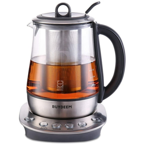 Tea Maker, 316 Stainless Steel & Heat Resistant DURAN Glass Electric Kettle, 5 Temperature Settings, Removable Infuser, Auto Keep Warm, 1.2L
