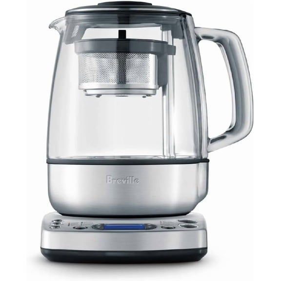 Tea Maker Infuser and Water Kettle, 51 oz, Brushed Stainless Steel and Glass