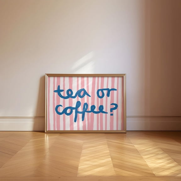 Tea Or Coffee Kitchen Print, Playful Retro Quote Wall Art, Unframed Paper Poster 8x10in