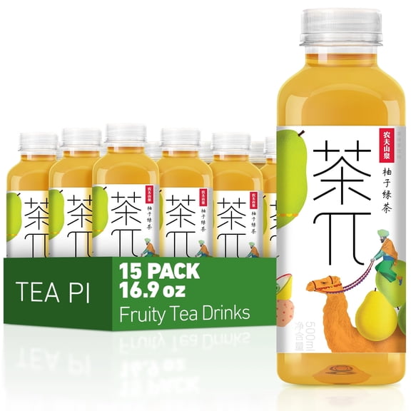 Tea PI Iced tea – Green Tea, Pomelo Sweet Iced Fruit Tea Bottles, Real Juice, -16.9 fl oz, 500mL, 15 Pack