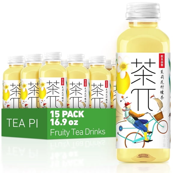 Tea PI Iced tea –Jasmine Green Tea, Lemon Sweet Iced Fruit Tea Bottles, Real Juice, -16.9 fl oz, 500mL, 15 Pack