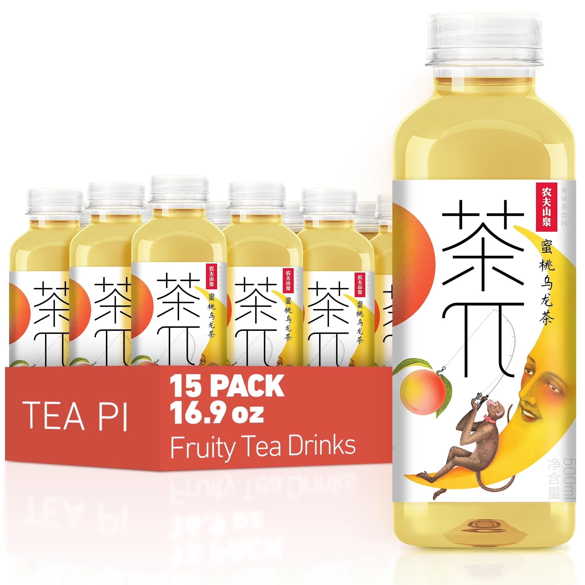 Tea Pip Tea PI Iced Tea, 16.9 fl oz, Peach Oolong Fruit Drink 15 Pack - Walmart.com