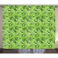 thumbnail image 1 of Ambesonne Tea Party Curtains 2 Panel Set, Tea Time Daisy Blooms, 108" x 84", Lime Green Dark Green, 1 of 3