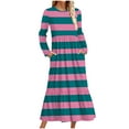 thumbnail image 1 of Tea Party Dresses for Woman Women's Fall Long Sleeve Maxi Dresses 2024 Casual Crew Neck Flowy a Line Wedding Guest Dress with Pockets S-197 Pink-A XL, 1 of 4