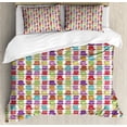 thumbnail image 1 of Tea Party Duvet Cover Set Queen Size, Multicolored Teacup Design in Various Forms Squared Polka Dotted Striped Styles, Decorative 3 Piece Bedding Set with 2 Pillow Shams, Multicolor, by Ambesonne, 1 of 3