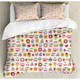 thumbnail image 1 of Tea Party Duvet Cover Set Queen Size, Sweets Candies Cookies Fruit and Other Cute Things Festive Cheerful Collection, Decorative 3 Piece Bedding Set with 2 Pillow Shams, Multicolor, by Ambesonne, 1 of 3