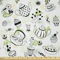 thumbnail image 1 of Tea Party Fabric by The Yard, Hand Drawn Doodle Style Teapots Cups and Hearts Flowers Drinks, Decorative Satin Fabric for Home Textiles and Crafts, 1 Yards, White and Black, by Ambesonne, 1 of 1