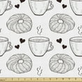 thumbnail image 1 of Ambesonne Tea Party Fabric by the Yard Upholstery, Freshly Baked Bun Tea, 5 Yards, Charcoal Grey and White, 1 of 5