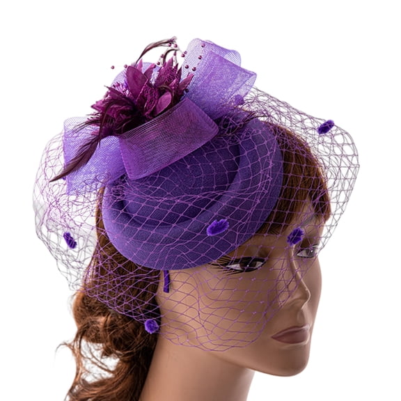 Tea Party Fascinator Derby Hat Women Fascinator Headband Veil Feather Fascinator Derby Pillbox Hat Cocktail Veil Mesh