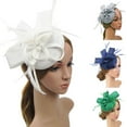 thumbnail image 1 of Tea Party Fascinator Hat, Derby Kentucky Hat Feather Fascinator Hair Pillbox Hat for Cocktail Wedding, 1 of 4