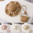 thumbnail image 1 of Tea Party Hat Easter Children Girl Summer Sunscreen Sunshade Hat Straw Beach Sun Hat + Straw Bag, 1 of 2