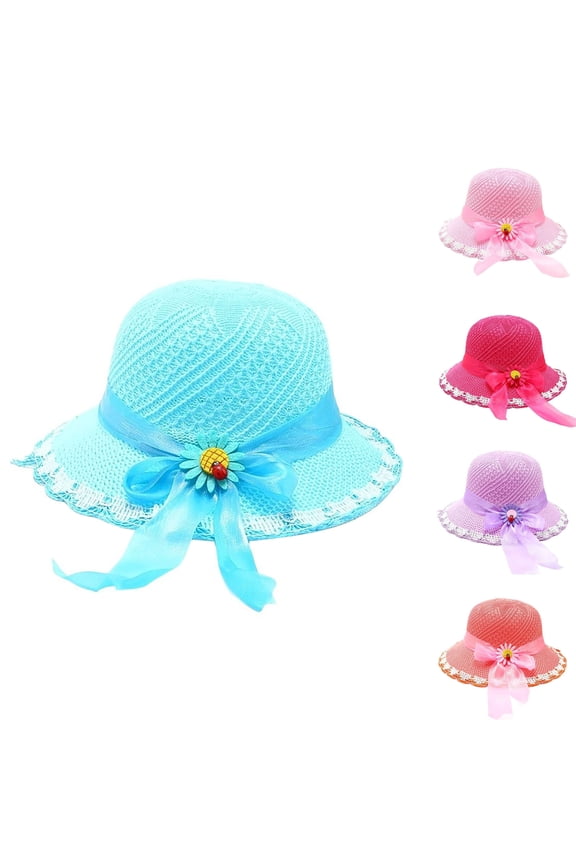 Tea Party Hat Easter Kids Sun Hat Wide Brim Summer Beach Hat for Boys Girls Toddler Outdoor Play Travel Lightweight Breathable