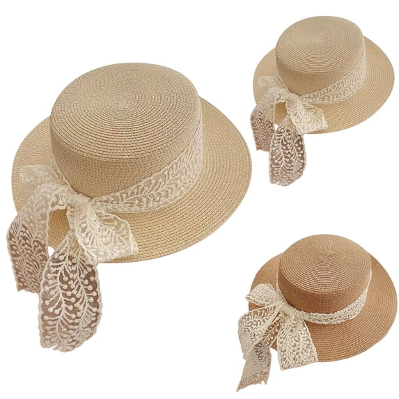 Tea Party Hat Easter Summer Sun Hats for Women Men Wide Brim Straw Hat Outdoor Beach Gardening Casual Comfortable Lightweight Breathable Adjustable