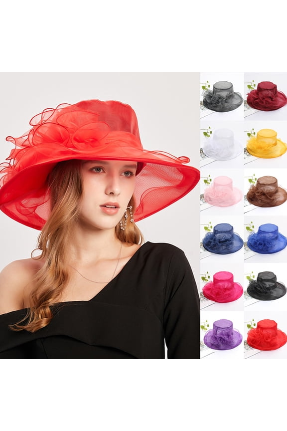 Tea Party Hats Easter European And Fashion Sun Hat Mesh Lace Flower Sun Hat Outdoor Foldable Large Brim Women's Hat Summer