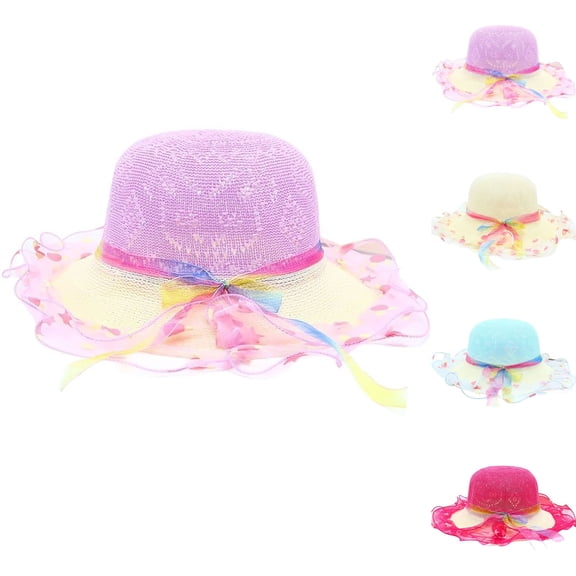 Tea Party Hats Easter Kids Sun Hat Wide Brim Summer Beach Hat for Boys Girls Toddler Outdoor Play Travel Lightweight Breathable