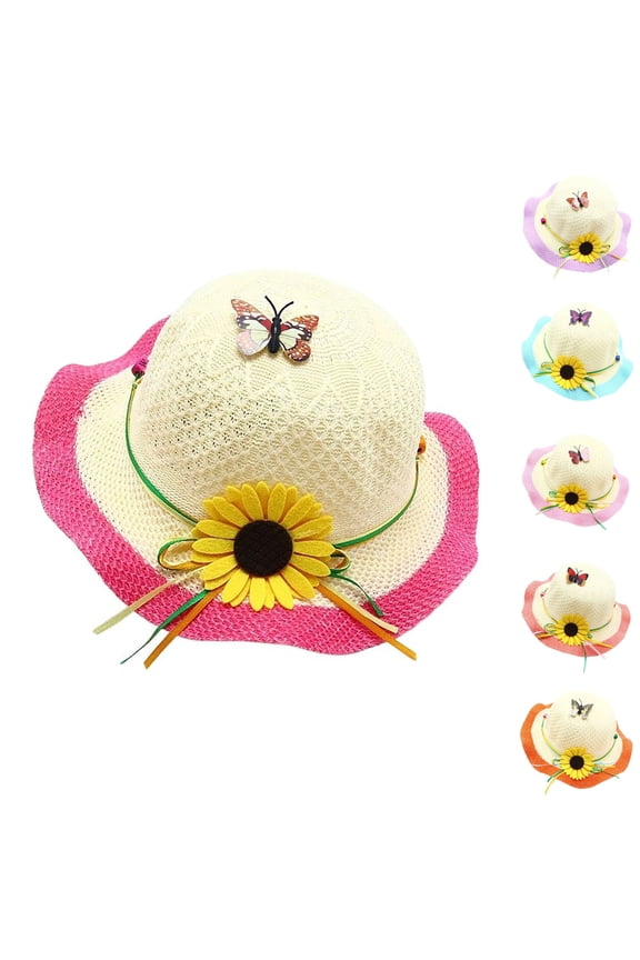 Tea Party Hats Easter Kids Sun Hat Wide Brim Summer Beach Hat for Boys Girls Toddler Outdoor Play Travel Lightweight Breathable