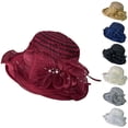 thumbnail image 1 of Tea Party Hats Easter Lady's French Chapeau: Summer Sun Hat With Floral Embellishments Wide Brim Netted & Beach Suitable, 1 of 3