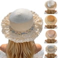 thumbnail image 1 of Tea Party Hats Easter Women's Elegant Lace Sun Hat for Home Wear Comfortable Breathable Wide Brim Summer Hat Fashionable Accessory for All Seasons, 1 of 4