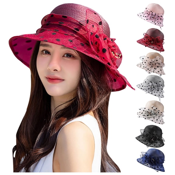 Tea Party Hats Easter Womens Dress Hat Wide Leaf Flower Bridal Shower Hat Sun Hats Beach Hat