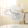 thumbnail image 1 of Tea Party Hats For Women, Czzoypi Elegant Faux Linen Wide Brim Hat, Breathable Sun Protection Wedding Garden Party Accessory, White, 1 of 6