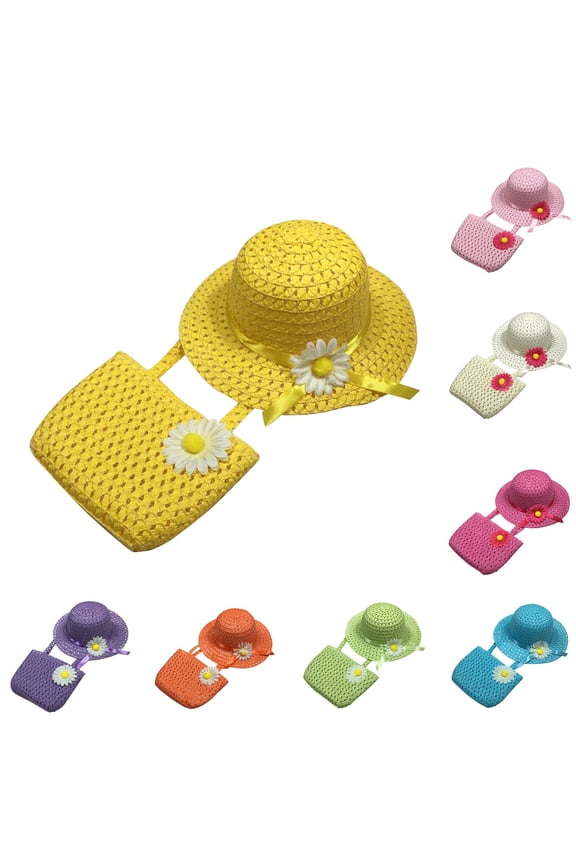 Tea Party Hats, Tea Party Hat, Tea Party Hats for Gi Rls, Gi Rls' Hats & Caps, Easter Party, Gi Rls Tea Party Straw Sun Hat and Purse Ki Ds Party Birthday Travel Gift, Yellow