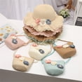 thumbnail image 1 of Tea Party Hats for Girls Easter Kids Children Girls Summer Flower Sunshade Hat Straw Beach Sun Hat + Straw Bag, 1 of 2