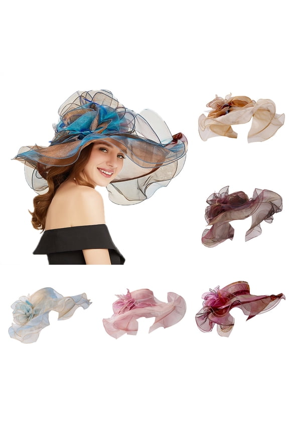 Tea Party Hats for Women Easter Women's British European And American Style Multi Color Hat Elegant Personality Spring And Summer Outer Sun Visor