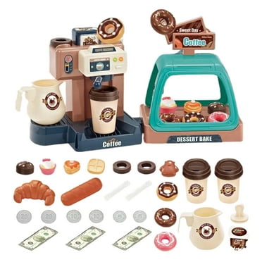 Tea Party Kids Coffee Maker Playset, Cash Register Pretend Play Kitchen Toys for Girls 3-6 Year