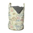 thumbnail image 1 of Tea Party Laundry Bag, Pale Colored Tea Time Themed Image with Various Kitchenware and Sweets Pattern, Basket with Handles Drawstring Closure for Laundromats, 13" x 19", Multicolor, by Ambesonne, 1 of 4