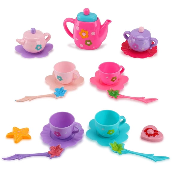 Tea Party Pretend Playset For Kids, 21-Piece PS7702 Kid Tableware