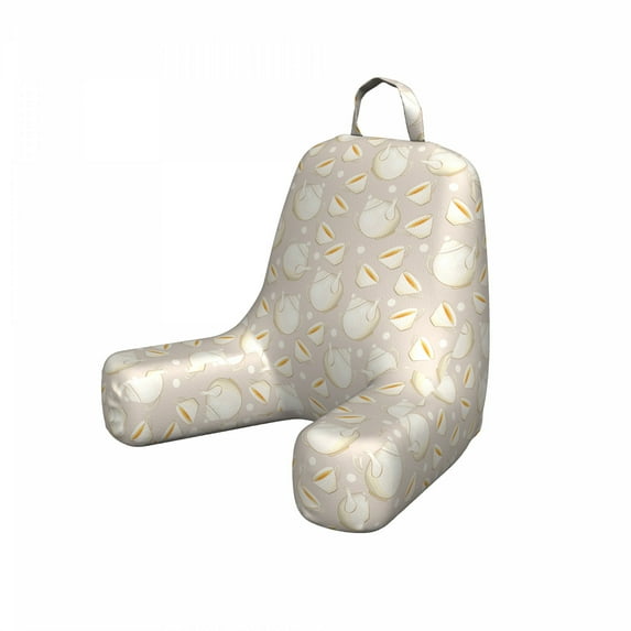 Tea Party Reading Pillow Cover, Floating Teapots and Cups Print with Polka Dots Enjoying Hot Drinks, Unstuffed Printed Bed Rest Case from Soft Fabric, Small, Pale Tan Marigold White, by Ambesonne