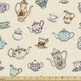 thumbnail image 1 of Ambesonne Tea Party Fabric by the Yard Upholstery, Vintage Floral Cups, 1 Yard, Multicolor, 1 of 4