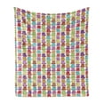thumbnail image 1 of Tea Party Soft Flannel Fleece Blanket, Multicolored Teacup Design in Various Forms Squared Polka Dotted Striped Styles, Cozy Plush for Indoor and Outdoor Use, 70" x 90", Multicolor, by Ambesonne, 1 of 6