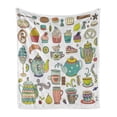 thumbnail image 1 of Tea Party Soft Flannel Fleece Throw Blanket, Coffee and Dessert Cupcake Bagel Doughnut Baked and Sweets Cinnamon Teapot, Cozy Plush for Indoor and Outdoor Use, 50" x 60", Multicolor, by Ambesonne, 1 of 6