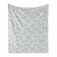 thumbnail image 1 of Tea Party Soft Flannel Fleece Throw Blanket, Doodle Drawing Monochrome Tableware Pattern with Biscuits and More Tea Words, Cozy Plush for Indoor and Outdoor Use, 50" x 70", Grey White, by Ambesonne, 1 of 6