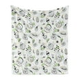thumbnail image 1 of Tea Party Soft Flannel Fleece Throw Blanket, Hand Drawn Doodle Style Teapots Cups and Hearts Flowers Drinks, Cozy Plush for Indoor and Outdoor Use, 50" x 60", Black White Green, by Ambesonne, 1 of 6