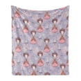 thumbnail image 1 of Tea Party Soft Flannel Fleece Throw Blanket, Princess with Teacups Abstract Floral Background Gothic Design Print, Cozy Plush for Indoor and Outdoor Use, 50" x 70", Lilac Pink Coral, by Ambesonne, 1 of 5