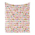 thumbnail image 1 of Tea Party Soft Flannel Fleece Throw Blanket, Sweets Candies Cookies Fruit and Other Things Cheerful Composition, Cozy Plush for Indoor and Outdoor Use, 50" x 60", Multicolor, by Ambesonne, 1 of 6