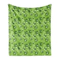 thumbnail image 1 of Tea Party Soft Flannel Fleece Throw Blanket, Tea Time Theme with Teapots and Cups Blooming Daisy Chamomiles, Cozy Plush for Indoor and Outdoor Use, 60" x 80", Lime Green Dark Green, by Ambesonne, 1 of 6