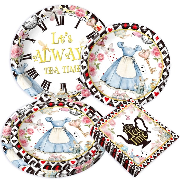 Tea Party Theme Disposable Tableware Set - Vintage Fairy Tale Decor for Tea Time Gatherings
