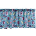 thumbnail image 1 of Tea Party Window Valance, Cup of Tea Bags Cupcake Garden Theme Rose Flower Macaron Cookies, Curtain Valance for Kitchen Bedroom Decor with Rod Pocket, 54" X 18", Deep Sky Blue Multicolor, by Ambesonne, 1 of 3