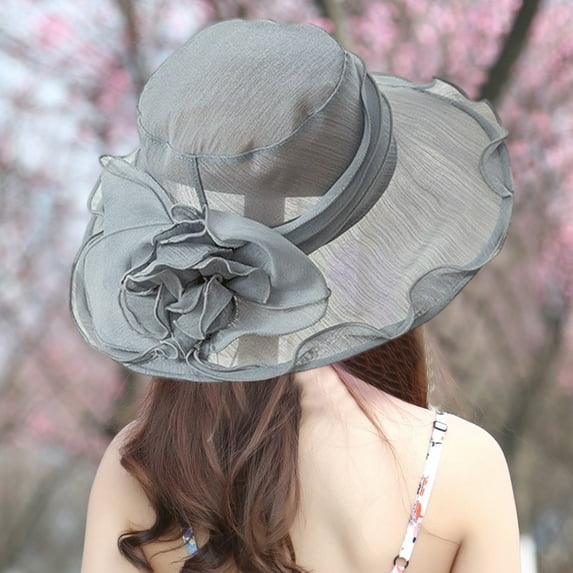 Tea Party Women’s Hats, Elegant Faux Linen Wide Brim Hat for Sun Protection, Perfect for Weddings, Garden Parties, and Special Events, Stylish and Comfortable