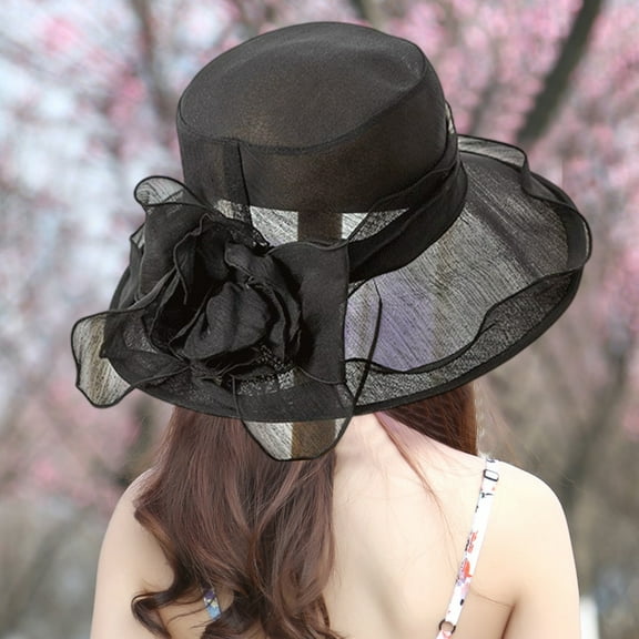 Tea Party Women’s Hats, Elegant Faux Linen Wide Brim Hat for Sun Protection, Perfect for Weddings, Garden Parties, and Special Events, Stylish and Comfortable